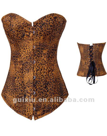 sexy hot sell high quality Beauty  Leopard Print Denim Corset