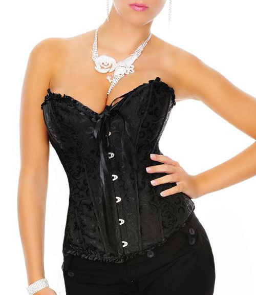 sexy hot sell Plus size Muti- color Gothic Brocade Corset Black