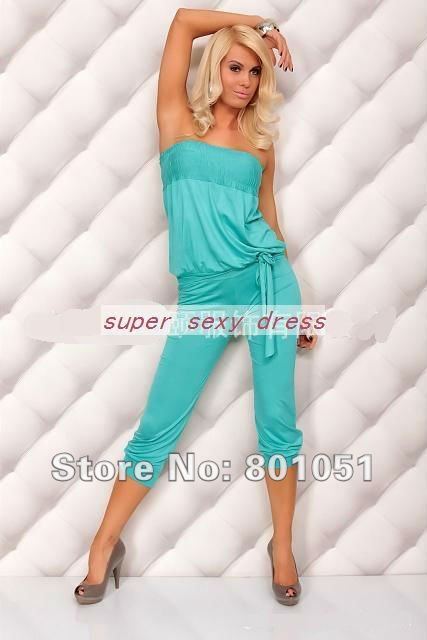 sexy jumpsuit women clubwear off shoulder lingerie dress blue pants ED21