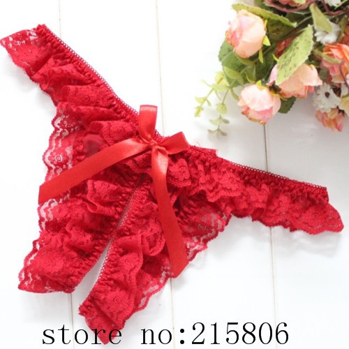 Sexy Lace Flower Pattern T-Back - Red 2023