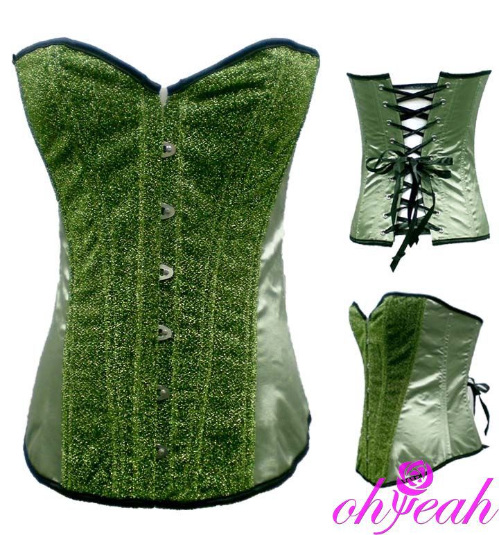 Sexy Lace Up Green Sequin Bustier Lingerie Underwear Lady's Sexy Corsets A22177