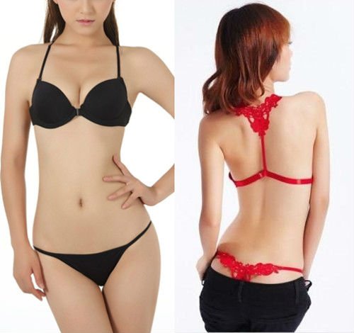 Sexy Ladies' Bra Set Underwear Bra &Thong Front Closure Lace Back AB Cup 001