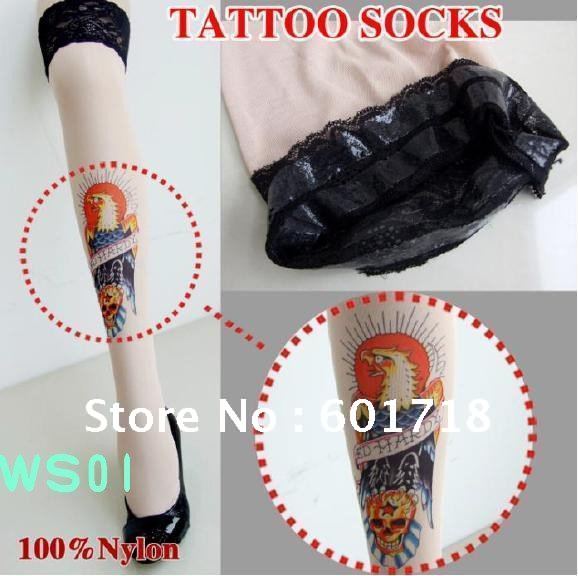 Sexy ladies tattoo stockings print stockings personal socks tattoo hoses tattoo sleeve nylon stockings mix styles free shipping