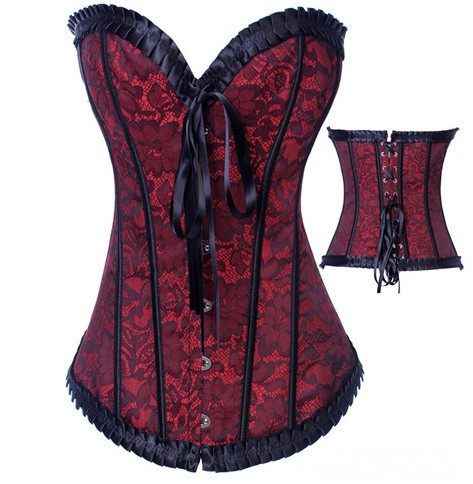 Sexy Lady Bustiers & Corsets  Red Flower Pattern  Sexy Lingerie