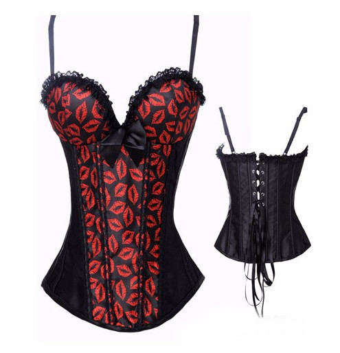 Sexy Lady Bustiers & Corsets Red Lips Figure Sexy Lingerie