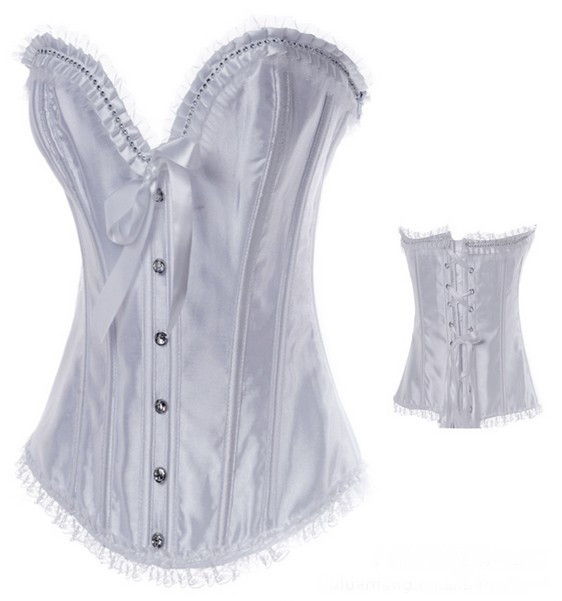 Sexy Lady Bustiers & Corsets White  Solid  Sexy Lingerie