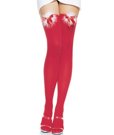 Sexy Lady's Red High Stockings Hosiery Bowknot Chic Christmas Stocking Wholesale Free Shipping