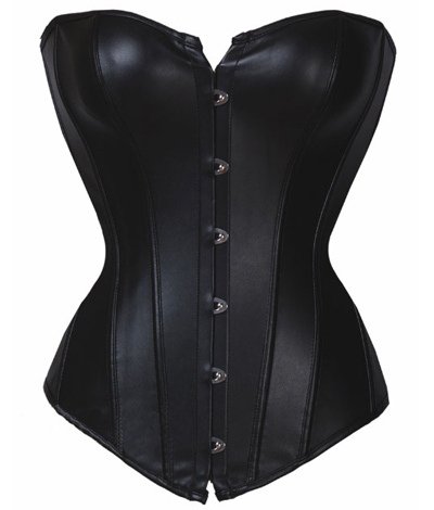 Sexy Leather Corset Black Ladies Bustier + G-string Free shippin