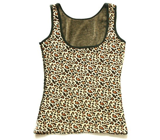 Sexy Leopard Grain Thick Winter Warm Women Bamboo Fiber Seamless Slimming Tops Underwear,Free Shipping