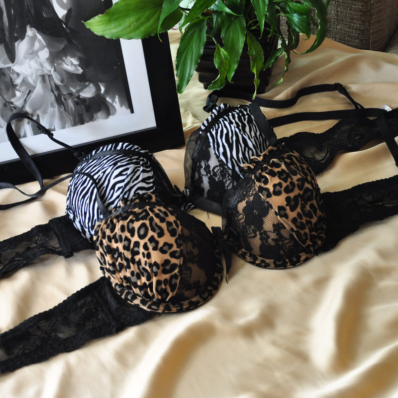 Sexy leopard print lace zebra print thin bra breast enlargement underwear 0.06kg