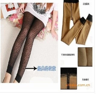 Sexy leopard print meat winter bamboo charcoal fiber double layer thickening thermal legging boxed