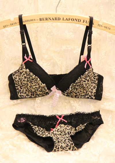 Sexy leopard print ruffle 3 breasted bra women's single-bra underwear set 8022 leopard print