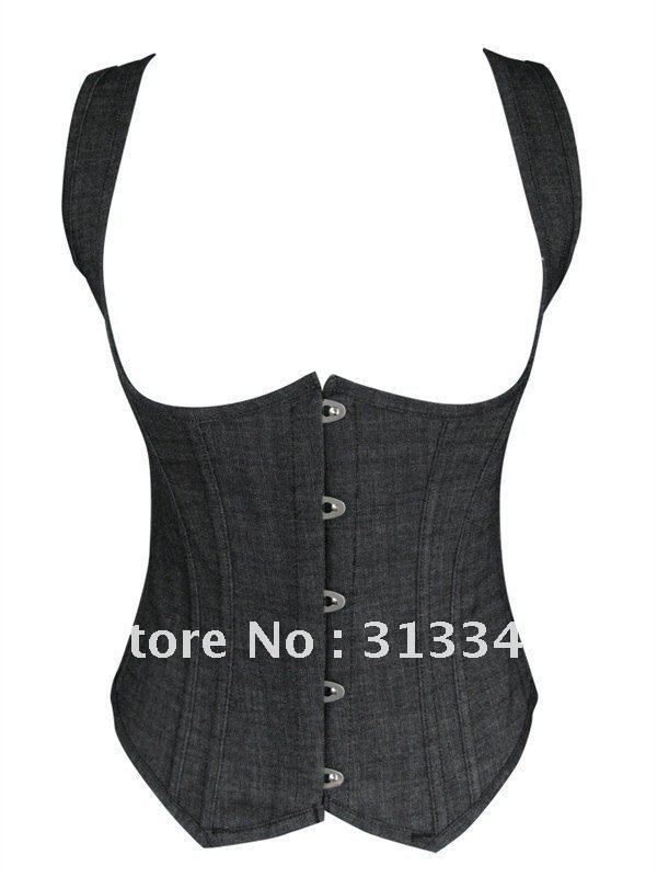 Sexy Lingerie Black Satin underbust Corset lady body lift shaper women bustier underwear Free shipping Q840