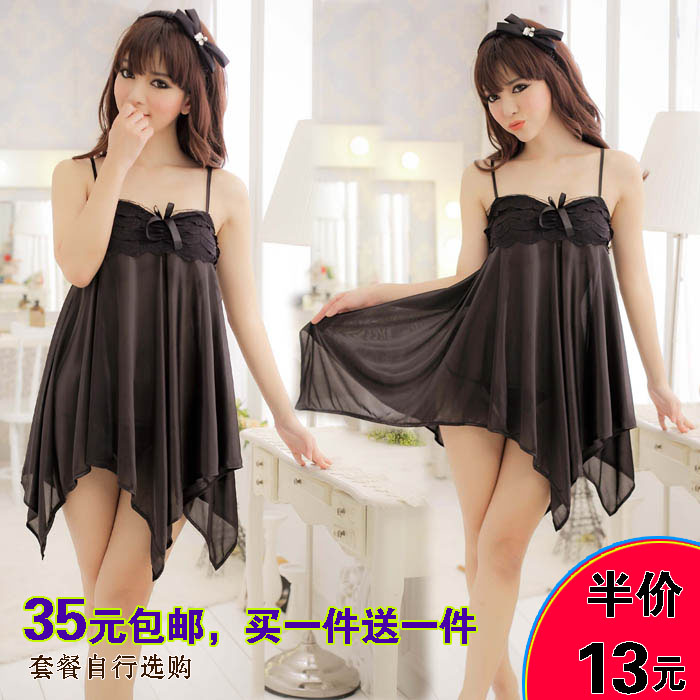 Sexy Lingerie Gorgeous cake sexy nightgown suspender skirt satin nightgown soft silk dress 7037