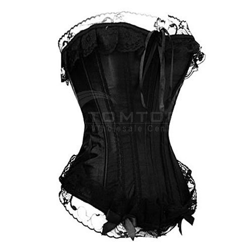 Sexy Lingerie Lace Trim Overbust Corset Bustier H2196 Size:S M L XL 2XL