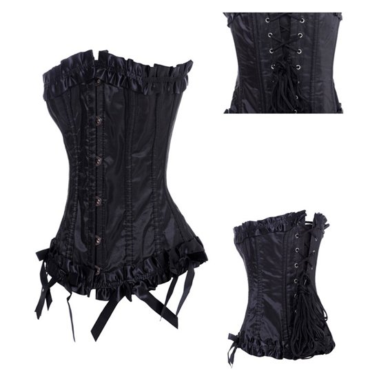 Sexy Lingerie , Long Black Brocade Pattern (1/2" Steel bones throughout) Corset-330