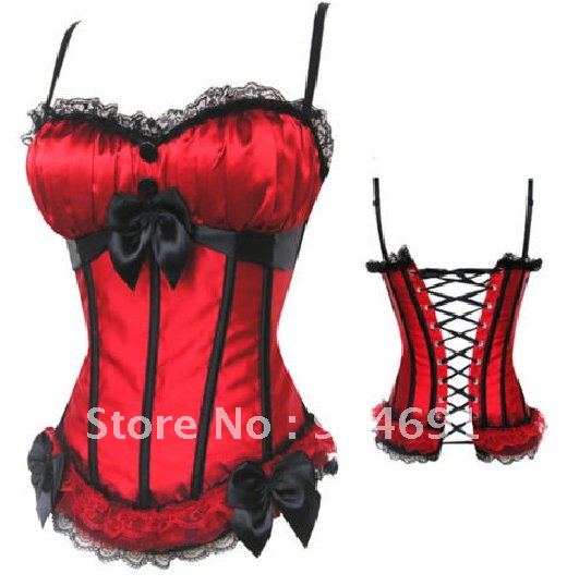 Sexy Lingerie Overbust Corset Sweetheart with Lace Up Back Underwear Bodysuits Red Green Black Purple White Pink with Straps S18