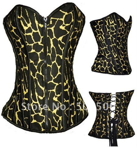 Sexy lingerie  sexy underwear corsetMetal Boning leopard Corset Yellow Sexy Underwear wholesale retail