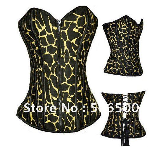 Sexy lingerie sexy underwear sexy corset Metal Boning leopard Corset Yellow Sexy Lingerie wholesale retail