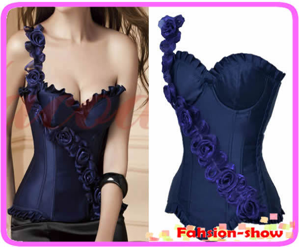 Sexy Lingerie Shapewear Corset Top Satin Lace Up Back Bustier With G-String Sets Free Shipping