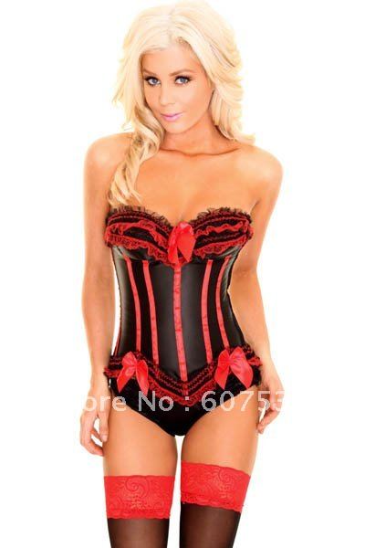 sexy lingerie women's underwear Elegant  Purple and red Corset with G-string  Free shipping!!