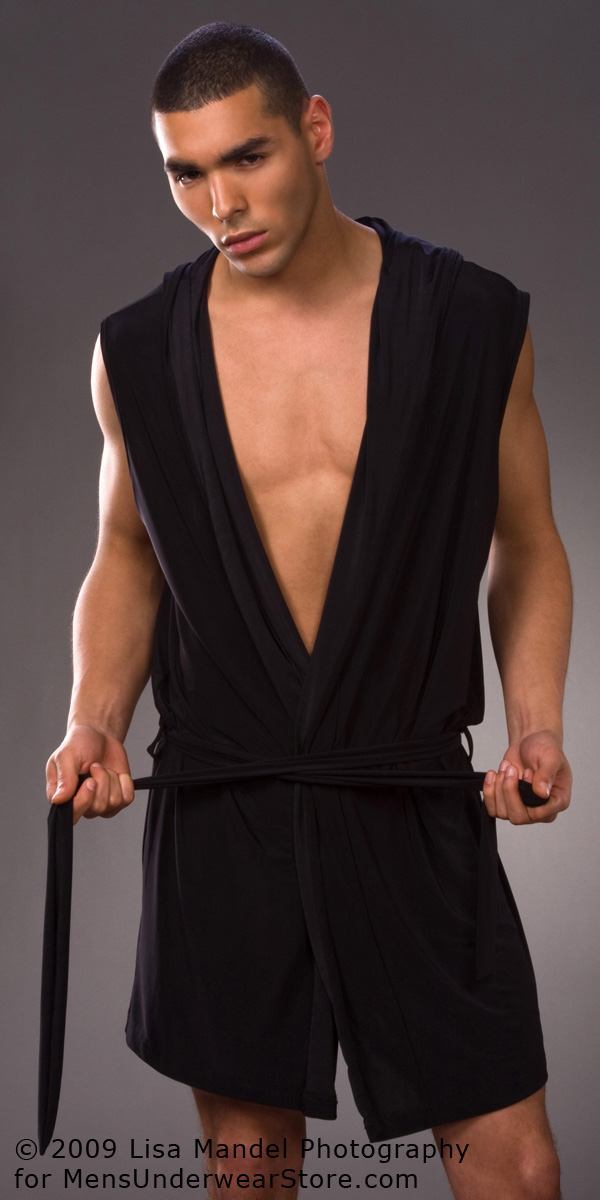 Sexy n2 n male silky robe black