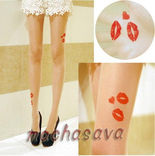 Sexy New Lip Transparent Tattoo Pantyhose Tights Leggings Stockings