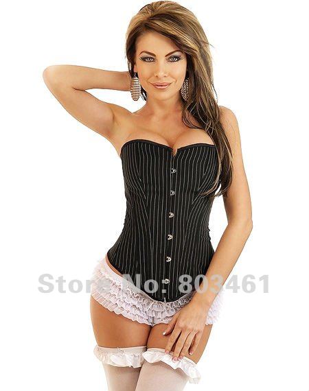 sexy newest style cheap and high quality Strapless Pinstripe Corset