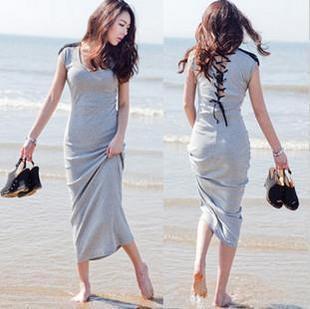 Sexy one-piece dress mopping the floor full dress bohemia slim long skirt 2012 summer racerback beach dress