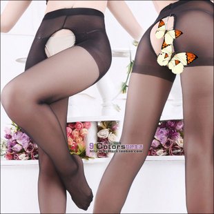 Sexy open file ultra-thin pantyhose invisible black stockings socks female socks