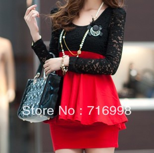 Sexy package hip bud silk skirt long sleeve cultivate one's morality skirt large size dress dress in winter