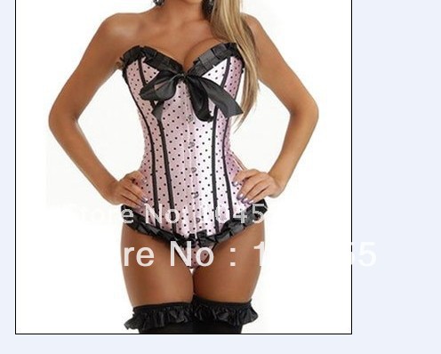 Sexy Pink Bow Tie Elegant Corset