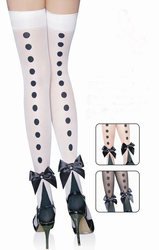 Sexy Printing and Bow Fashion Stockings Black/White Free Shipping Drop shipping W109