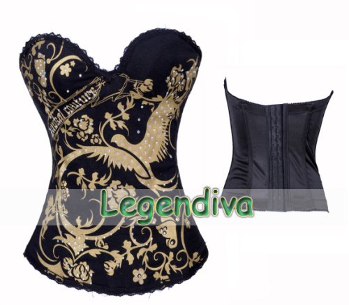 Sexy Punk Gold Phoenix Burlesque Waist Cincher Corset Top Staps Basque Underwear Bustier lingerie wholesales S M L XL 2XL