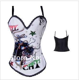 Sexy Punk Rock Hook Halloween Costume Outwear Corset Bustier Lion Tattoo S-2XL M0209