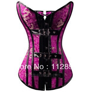 sexy purple boned lace up corset bustier showgirl lingerie factory supplier S-XL   M0160