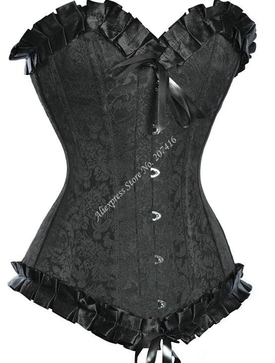 Sexy Satin Strapless Corset Bustier,Black Bowknot Buckles Croset,Gothic Jazz Dance Dress,Nightclub Wear,With Underwear,Wholesale