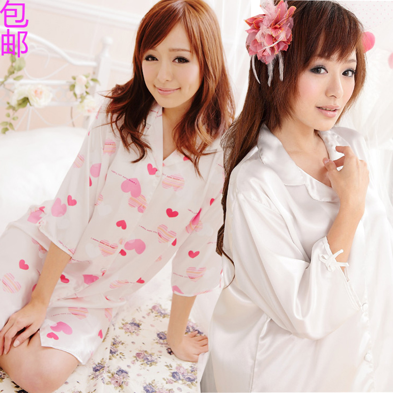 Sexy sleepwear female summer women's shirt style nightgown lounge print paragraph TX