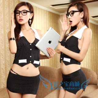 Sexy sleepwear spring and summer women's photography services photo service costume racerback lacing female secretary set