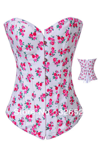 Sexy Small Broken Flower Overbust Print Corset LB4449 Size S M L XL 2XL