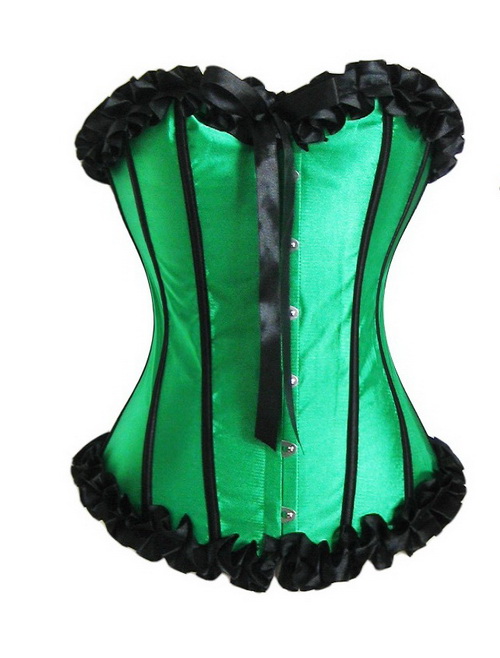 Sexy stripe black ribbon laciness royal corset small vest corselets 5110 green