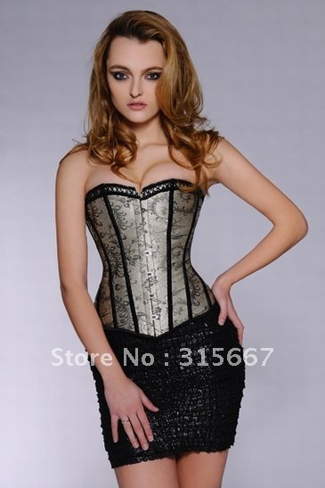 Sexy style,Brocade PVC Boned  Corset, Steel Boned Corset with G-string,High Quality Corset body lift shaper Sexy Lingeriesfa029