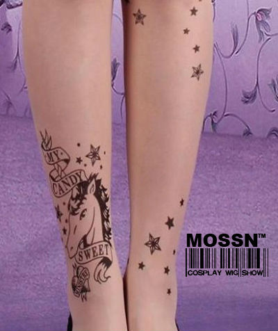 Sexy Stylish Tatoo Pattern Sheer  thin  Pantyhose socks Stocking Tights Leggings fishnet stocking