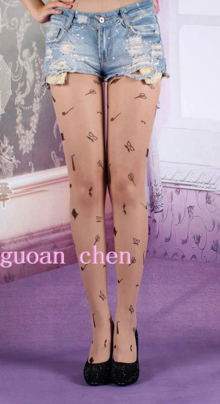 Sexy Tattoo Tights Leggings Gentleman Transparent Pantyhose Stockings Wholesale