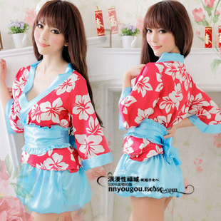 Sexy temptation tight japanese style kimono short skirt type kimono sleepwear bathrobe bathrobes