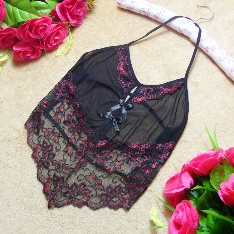 Sexy transparent charming temptation usuginu lace decoration transparent halter-neck erotic underwear of the women