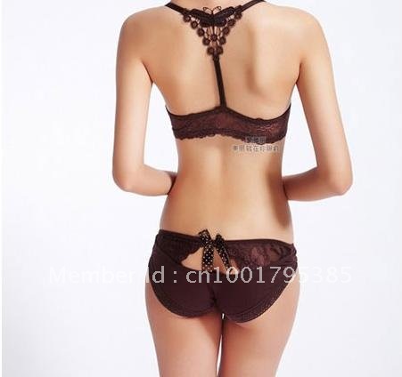 Sexy transparent non-mark lace underwear lovely lady bowknot hollow out pure cotton underwear