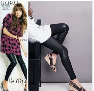 sexy women fashion 2012 faux leather leggings black tight  faux leather ankle length leggings Free shipping