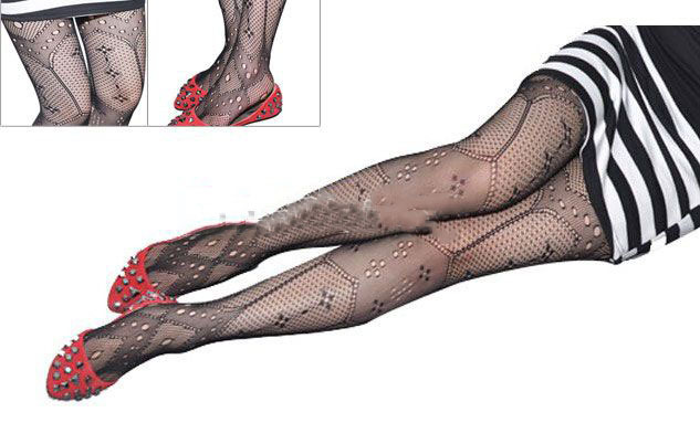 Sexy Women Fishnet Net Pattern Jacquard Pantyhose Stockings Tights Black Color