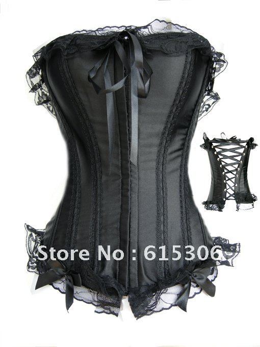 Sexy Women Lace Up Boned Bustiers  Corset Waist Cincher Overbust Party Costumes Clothing